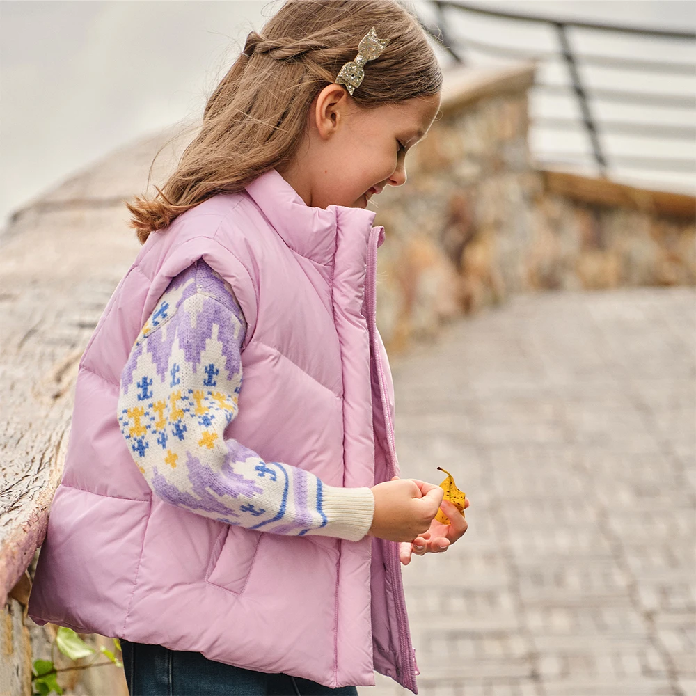 Dave Bella Girls White Down Parka Jacket Children Winter Warm Vest Coats Waterproof Outwear Outdoor Clothes DK4254182