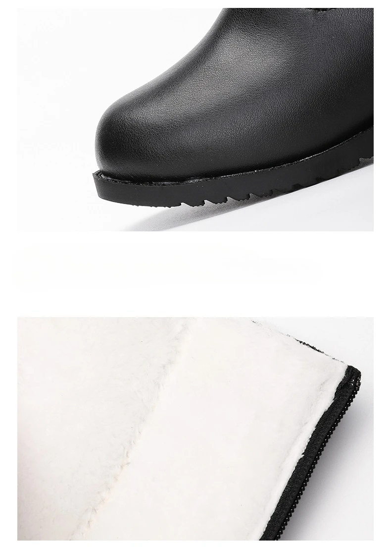 Winter Outdoor Children's Riding Boots Solid Color Warm Furry Girls Fashion Long Boots Black Red Simple Kids Plush Boots Zipper