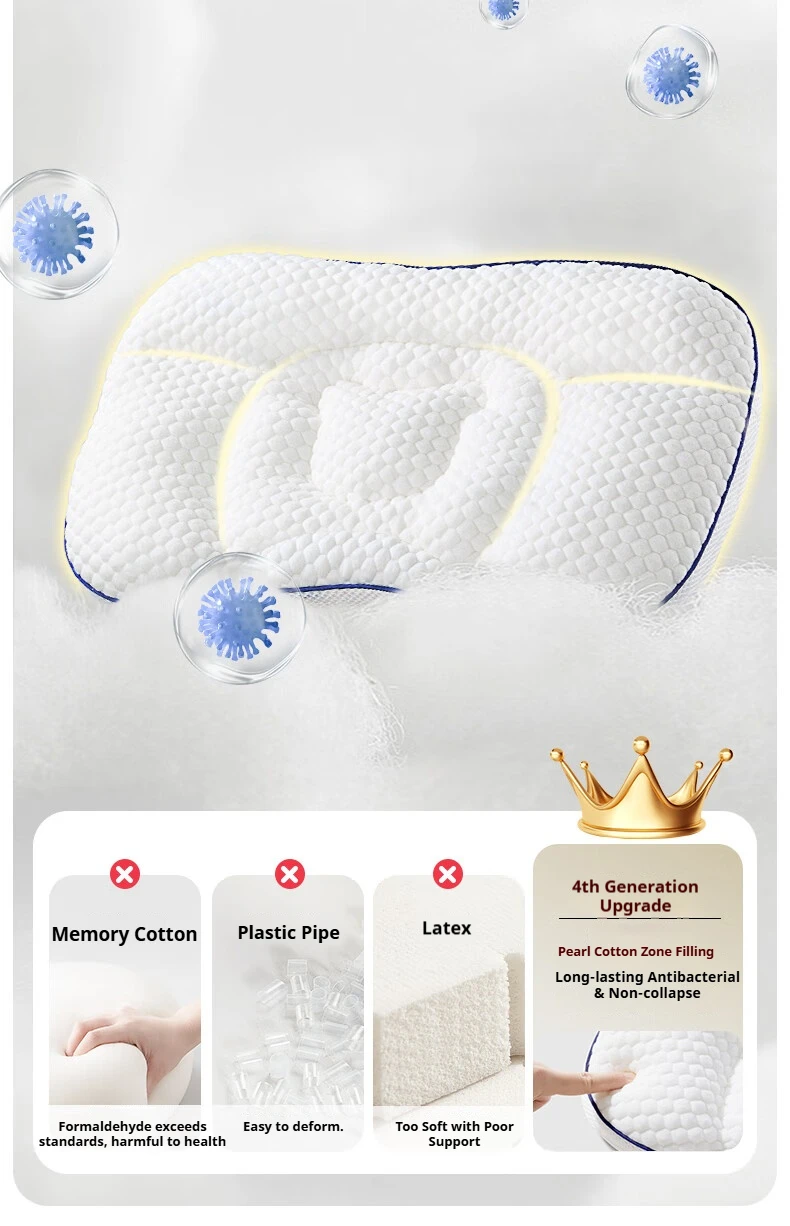 AIBEDILA Kids Pillow 2-8 Years Comfortable Orthopedic Spine Support Toddler 2-Sided Breathable Pillow Children's for Sleeping 
