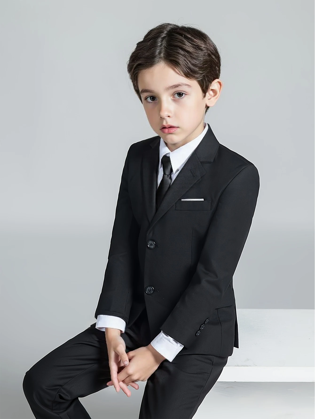 Boys Suits 4-Piece Jacket Vest Pants Tie Random Teen Dress Wedding Performance Prom Formalwear Classic Slim Elegant Age 2-16Y