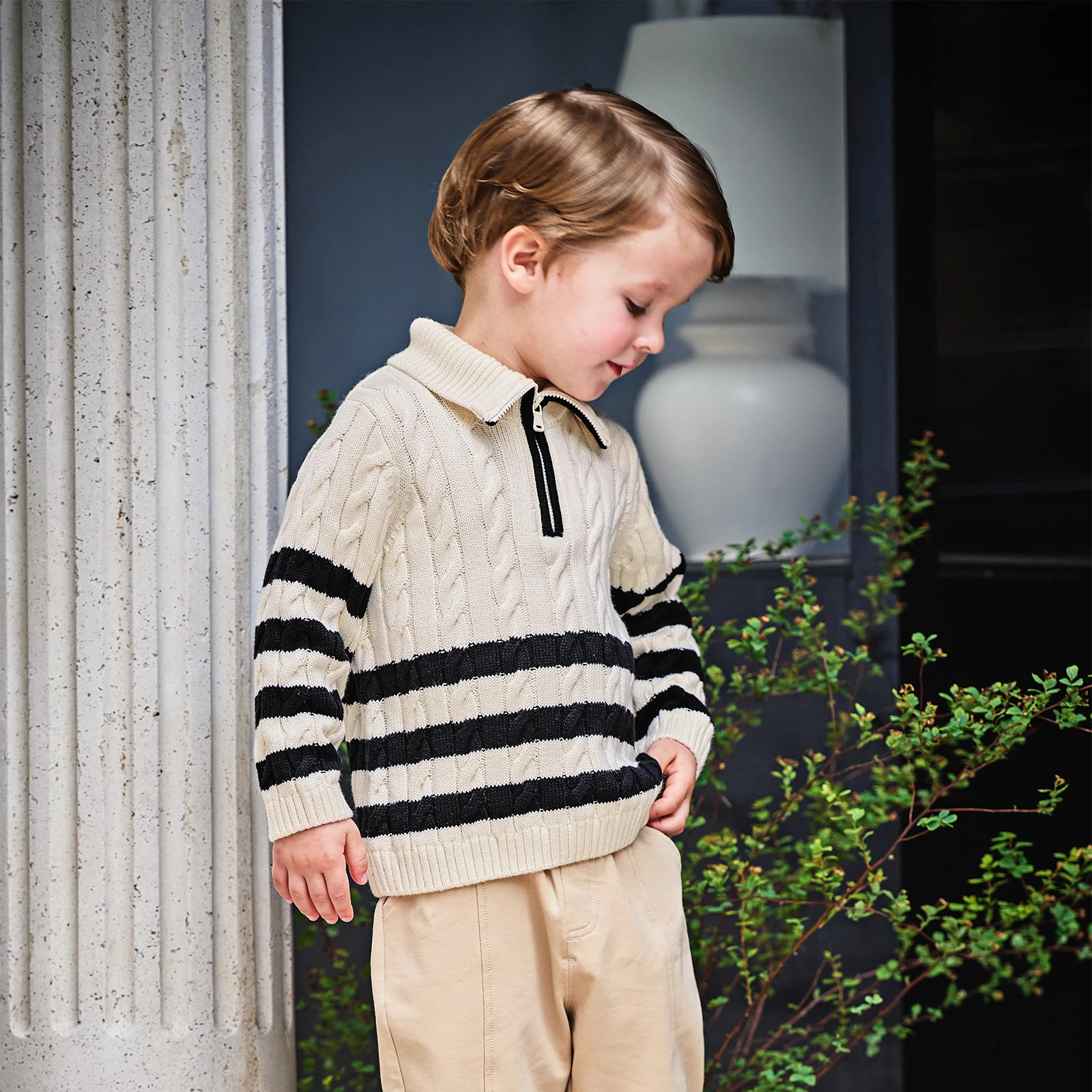 Dave Bella Autumn Spring Wool Sweater for Boys Knitted Pullover Sweater Children Outerwear Coat Kids Clothes DB4253807