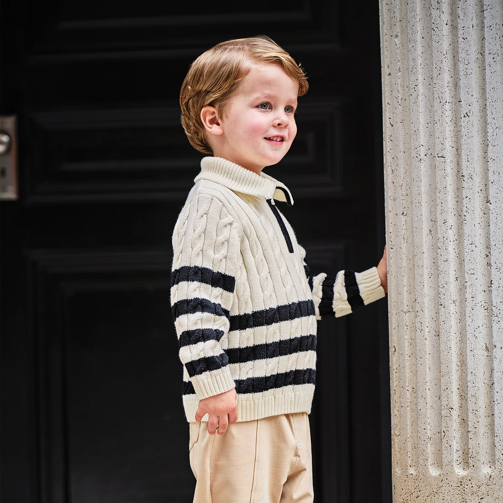 Dave Bella Autumn Spring Wool Sweater for Boys Knitted Pullover Sweater Children Outerwear Coat Kids Clothes DB4253807