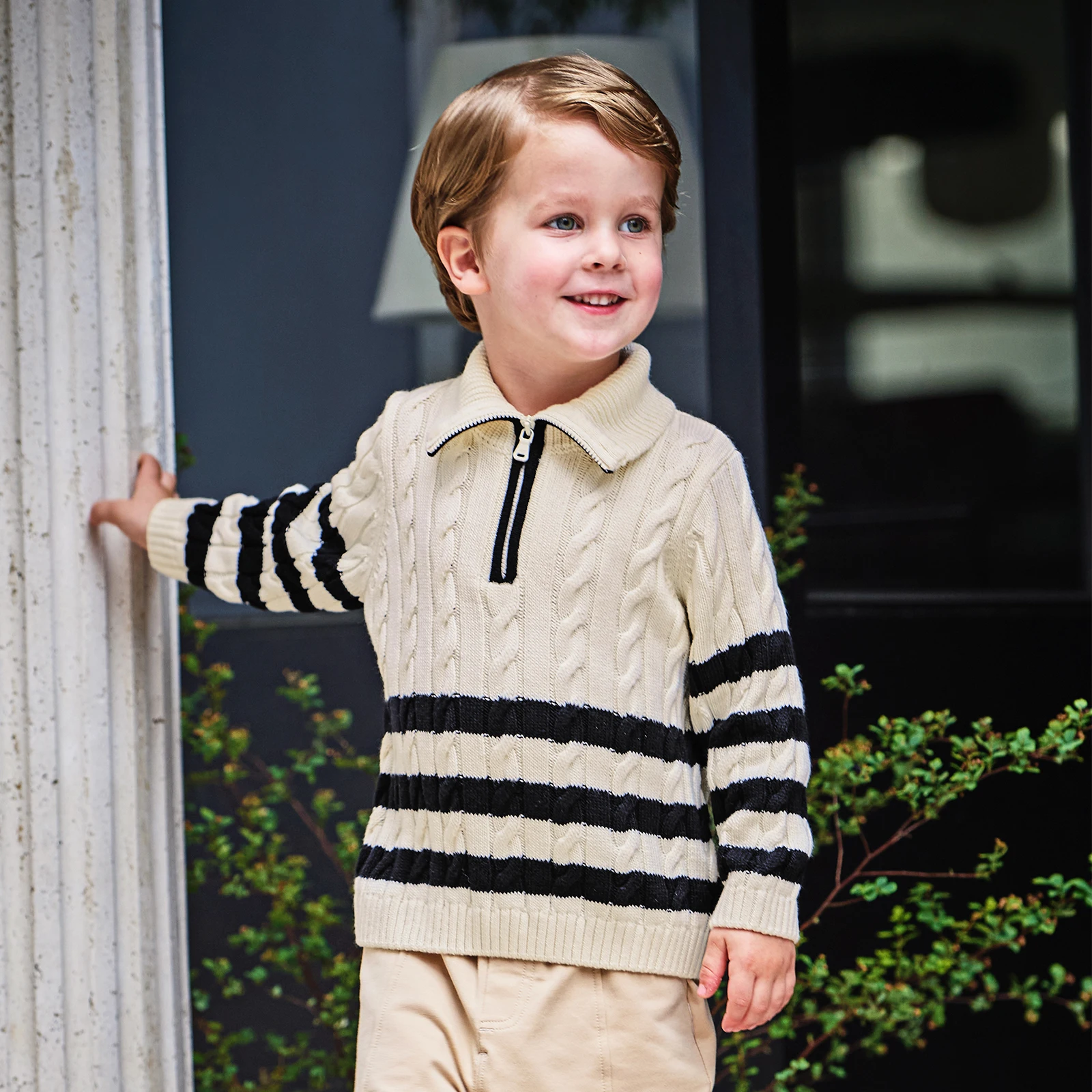 Dave Bella Autumn Spring Wool Sweater for Boys Knitted Pullover Sweater Children Outerwear Coat Kids Clothes DB4253807