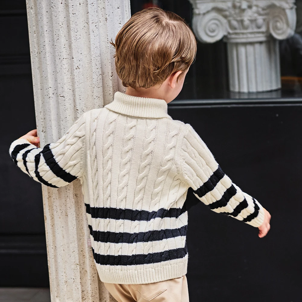 Dave Bella Autumn Spring Wool Sweater for Boys Knitted Pullover Sweater Children Outerwear Coat Kids Clothes DB4253807