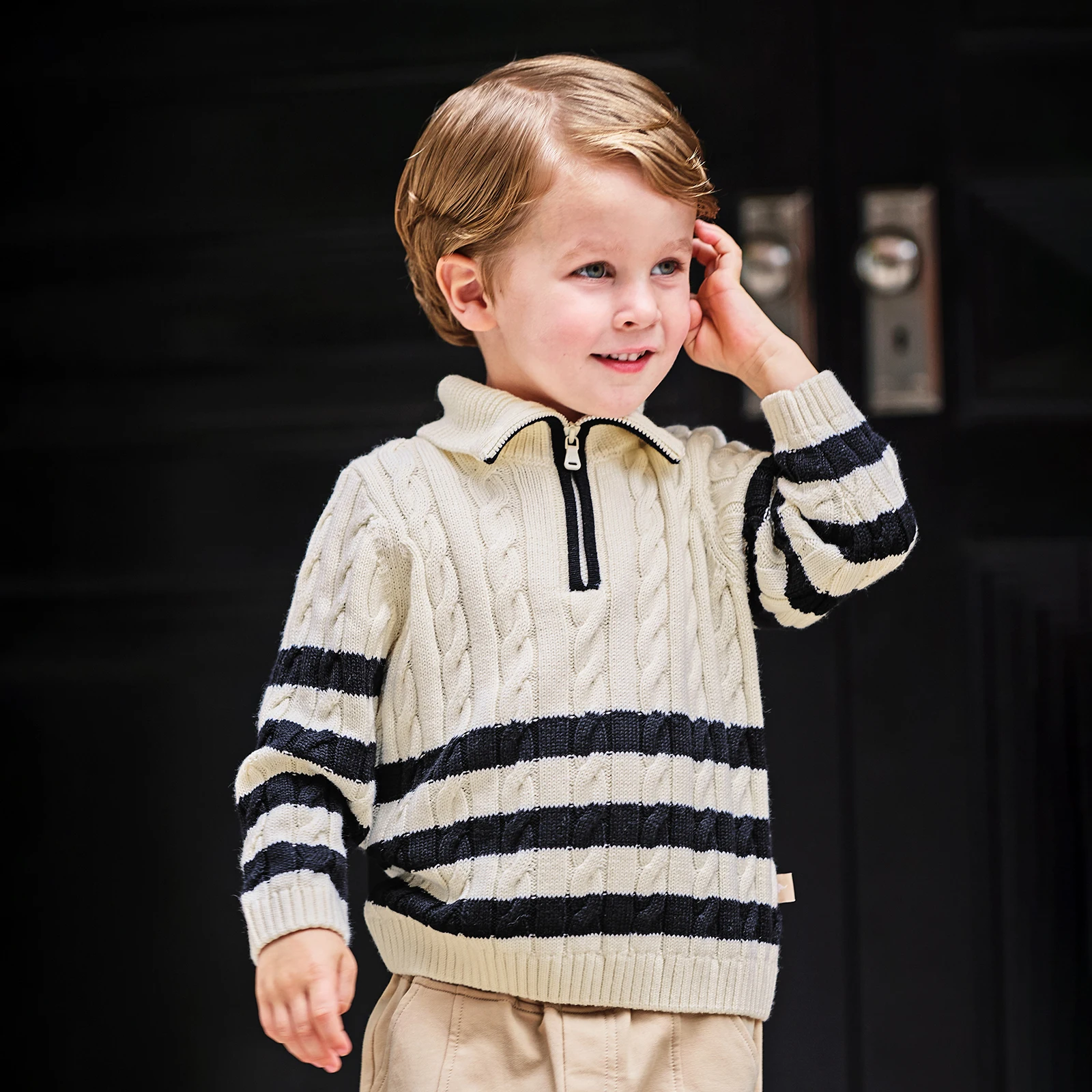Dave Bella Autumn Spring Wool Sweater for Boys Knitted Pullover Sweater Children Outerwear Coat Kids Clothes DB4253807