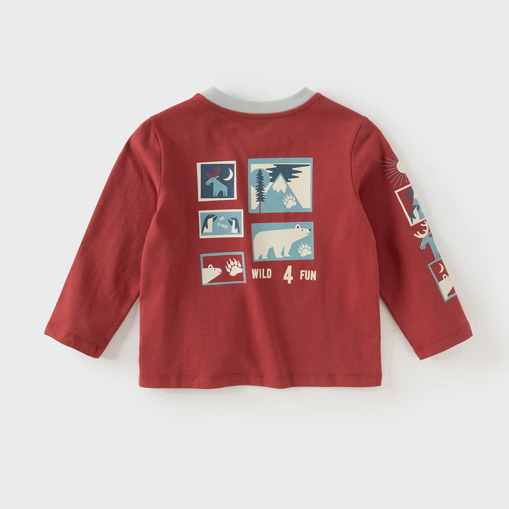 Dave Bella Boys Long Sleeve T-Shirt Kids Cartoon Printed Autumn Spring T-shirt Tops Baby Cotton Casual Outdoor Clothes DB3252796