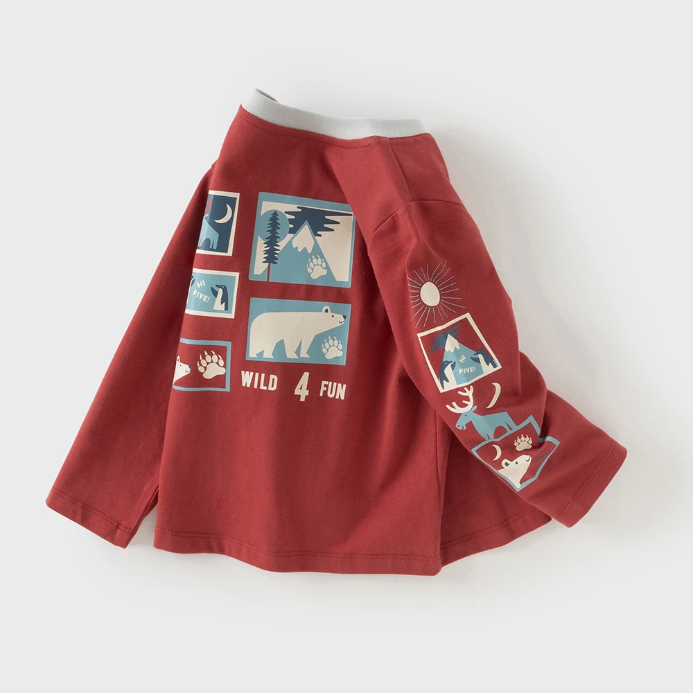 Dave Bella Boys Long Sleeve T-Shirt Kids Cartoon Printed Autumn Spring T-shirt Tops Baby Cotton Casual Outdoor Clothes DB3252796