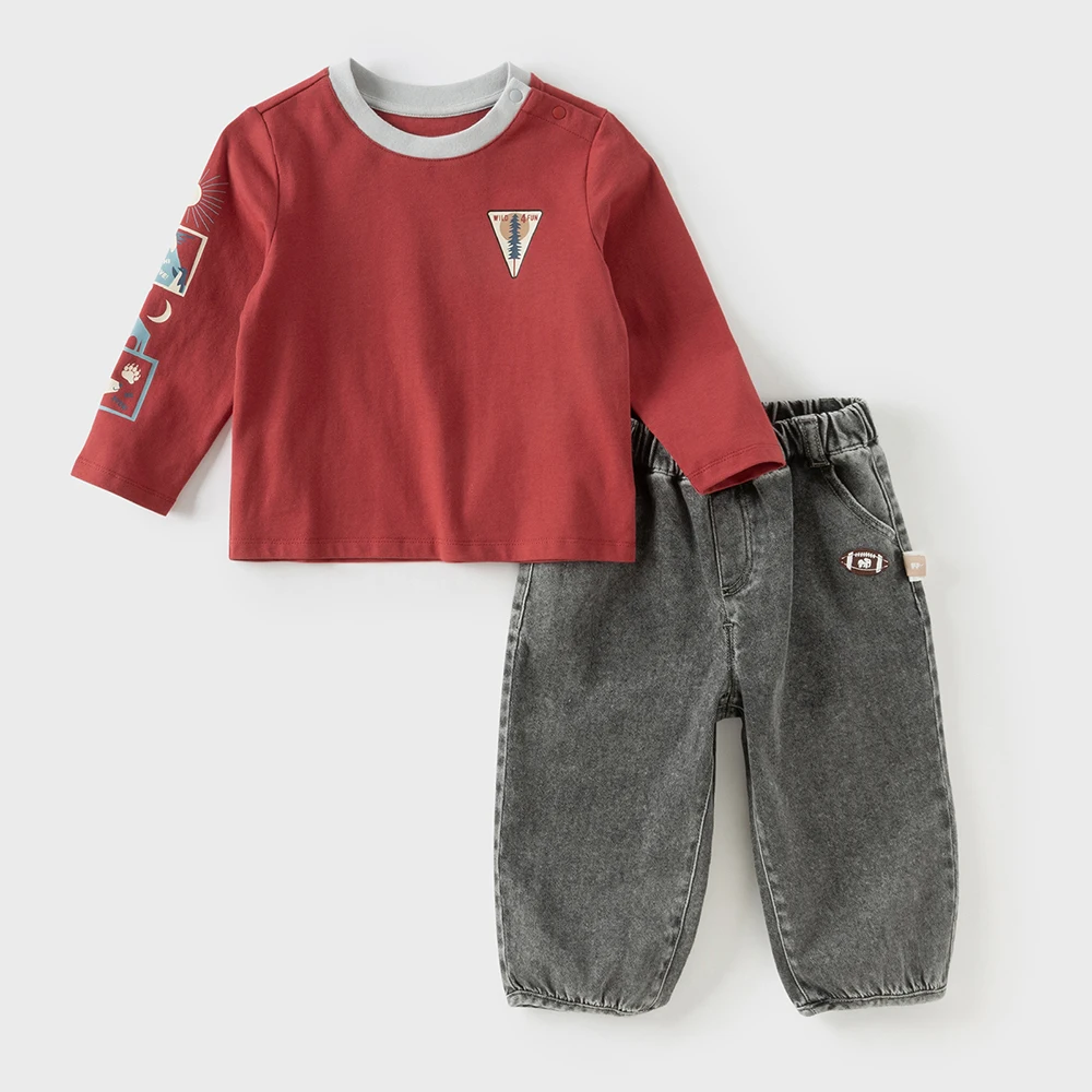 Dave Bella Boys Long Sleeve T-Shirt Kids Cartoon Printed Autumn Spring T-shirt Tops Baby Cotton Casual Outdoor Clothes DB3252796