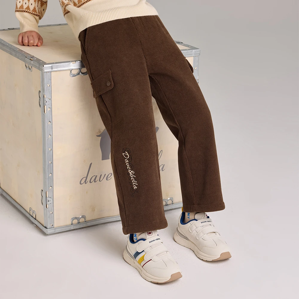 Dave Bella Children Wide Leg Knitted Pants Winter Autumn Velvet Thicken Boys Girls Straight Pants Casual Warm Trousers DK4254299