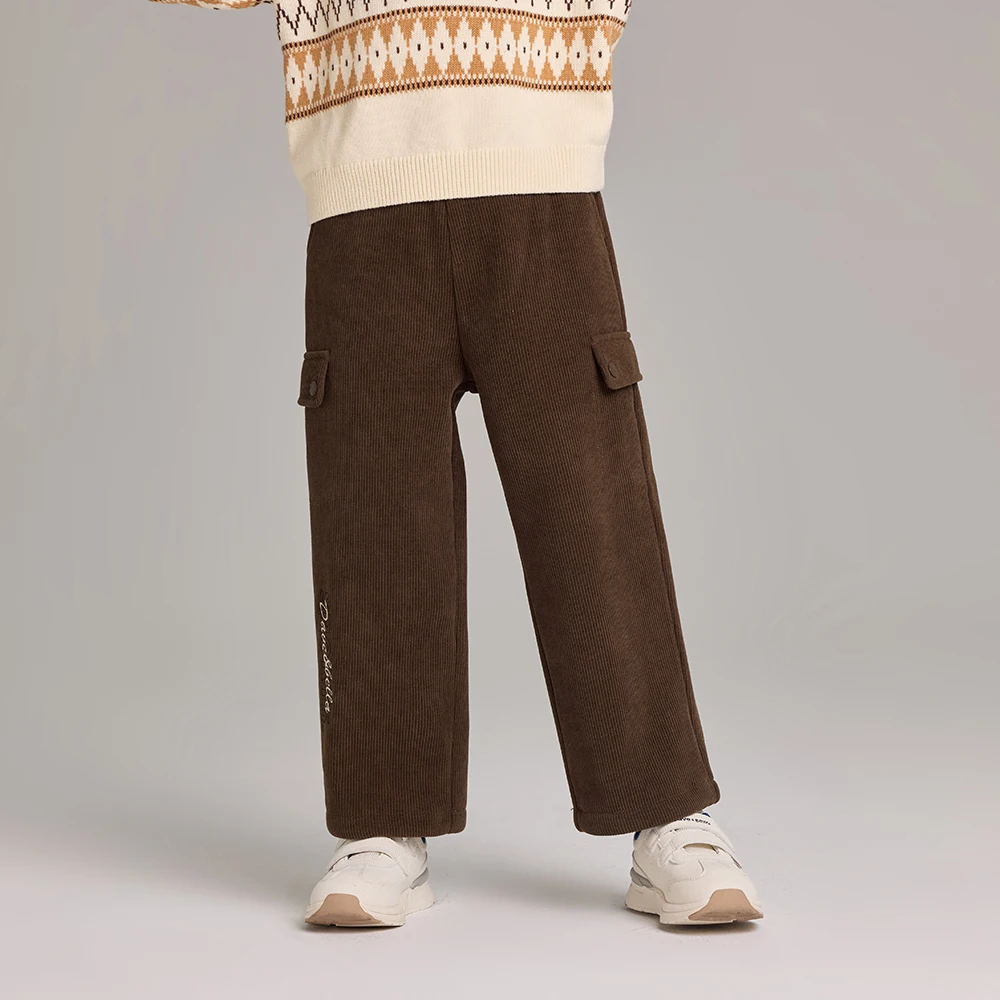 Dave Bella Children Wide Leg Knitted Pants Winter Autumn Velvet Thicken Boys Girls Straight Pants Casual Warm Trousers DK4254299