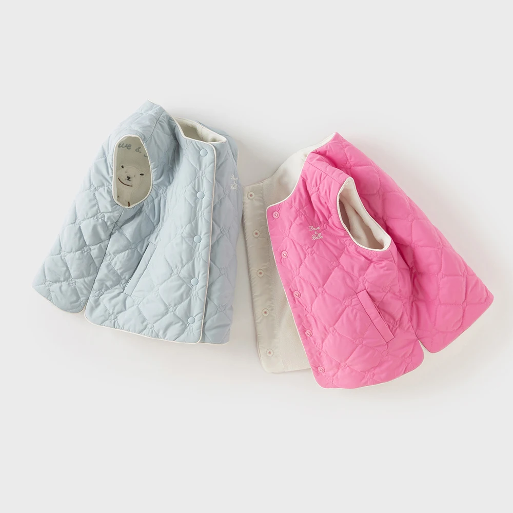 Dave Bella Children Vest Autumn Winter Girl Boy Waterproof Vests On Both Sides Fashion Top Outerwear Children Clothing DB4253922