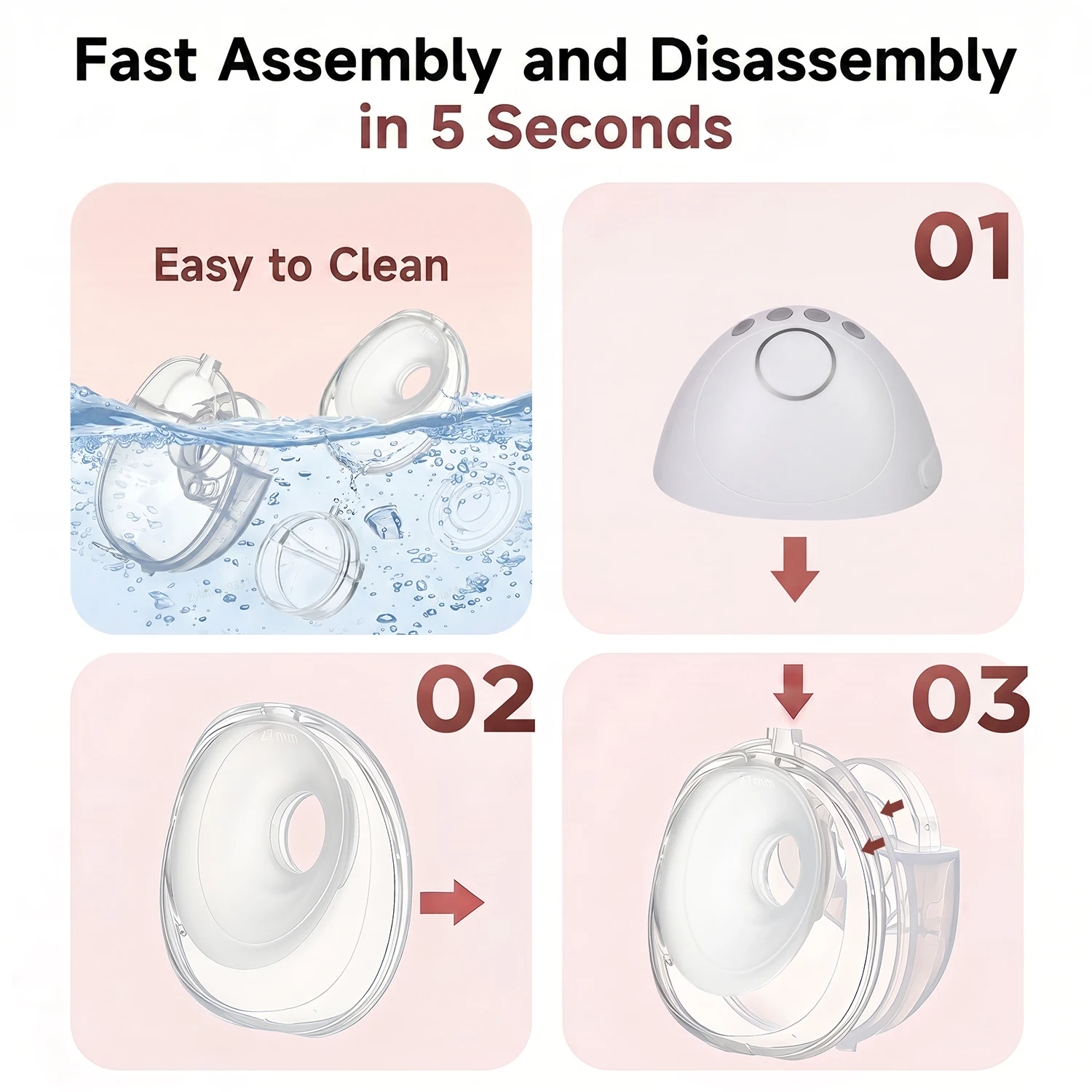 Electric Breast Pump Hands-Free, Wearable Portable Breast Pumps 3 Modes 8 Levels, Comfortable, More Private, Silicone Breast Pumping Molds (Different Sizes) Included
