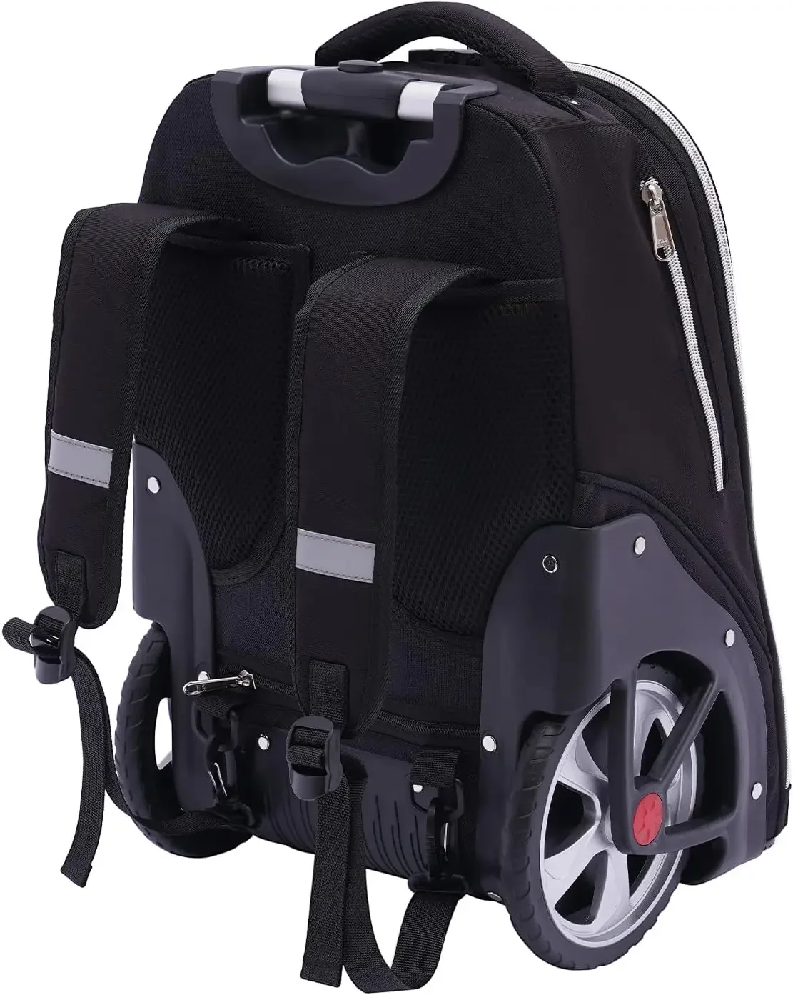 45L Trolley Backpack, Hand Luggage Backpack w/Wheels, Combined Multiple Functions, for Business Trips, School NEW (Black,33*25*49cm)