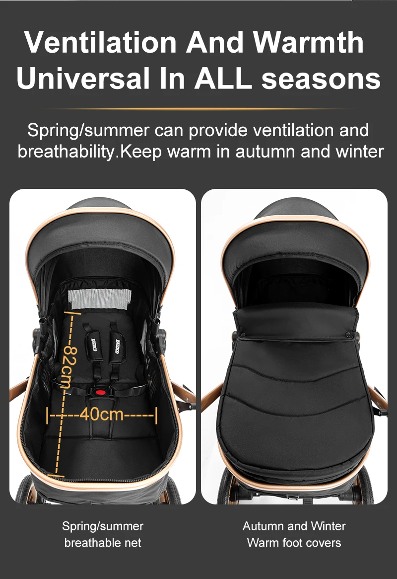 Oversized Canopy 3-in-1 Baby Stroller 2026, One-Hand Fold Lightweight Compact, Space-Saving Travel System, Breathable Material, Shock-Absorption Wheels