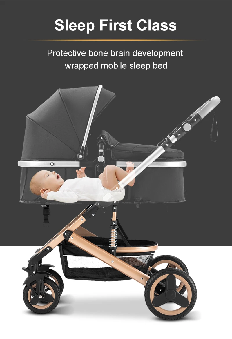 Oversized Canopy 3-in-1 Baby Stroller 2026, One-Hand Fold Lightweight Compact, Space-Saving Travel System, Breathable Material, Shock-Absorption Wheels