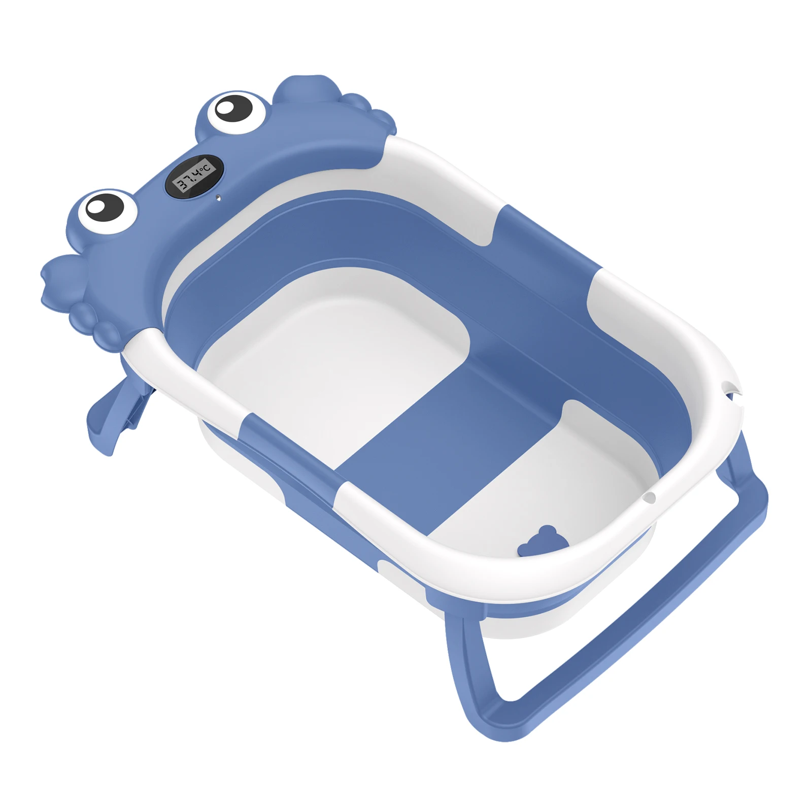 Foldable Baby Bathtub,Portable Infant Tub,Newborn Bath Tub with Thermometer,Crab Shape Baby Bath,Travel Baby Bathtub with Float