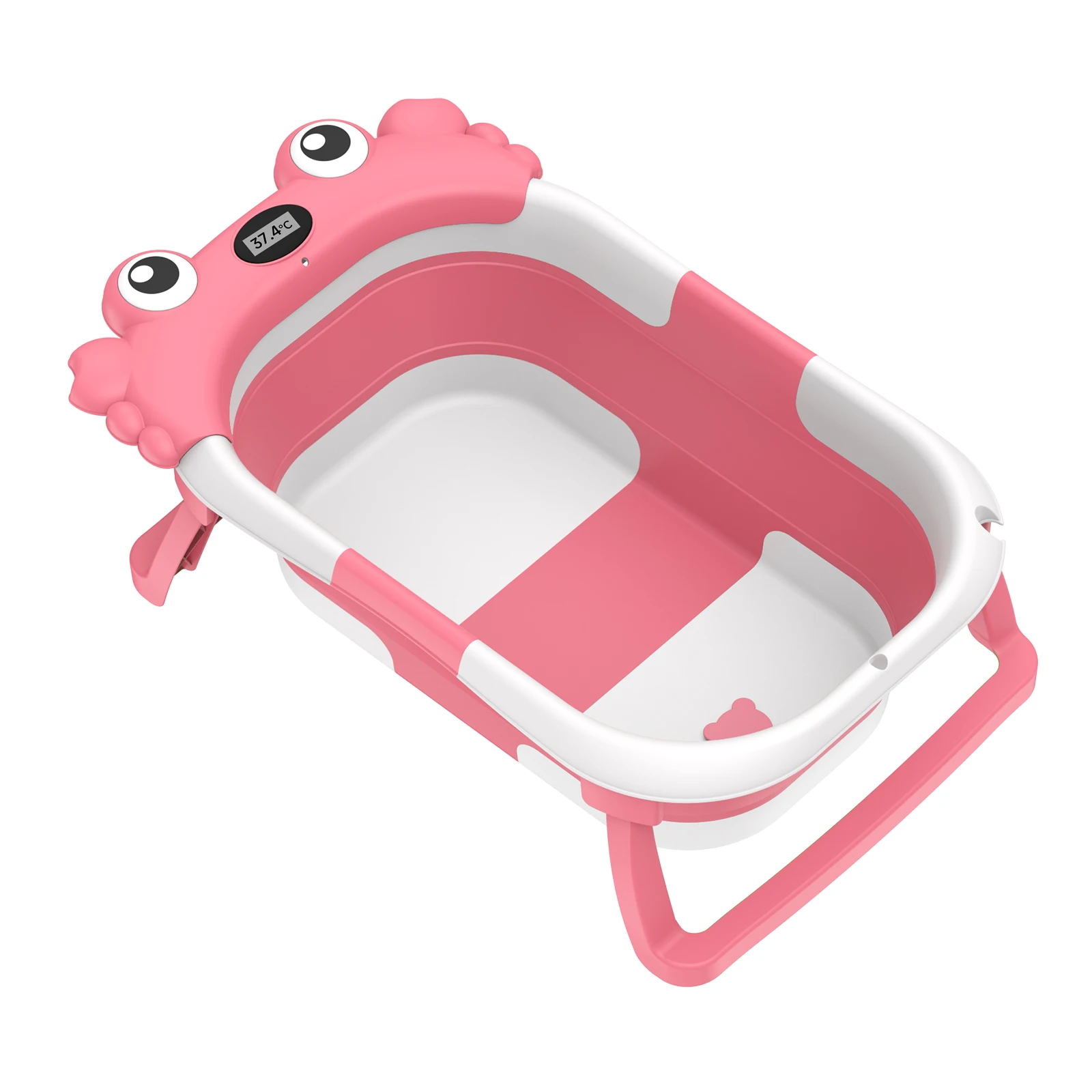 Foldable Baby Bathtub,Portable Infant Tub,Newborn Bath Tub with Thermometer,Crab Shape Baby Bath,Travel Baby Bathtub with Float