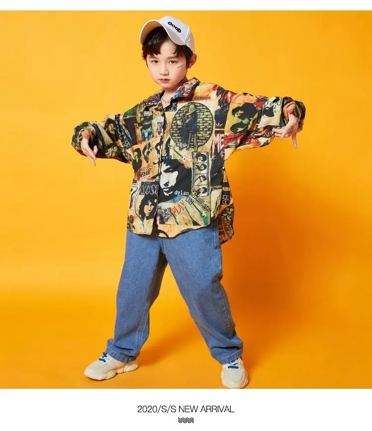 Kids Kpop Streetwear Ballroom Hip Hop Dance Costumes Rose Red Plaid Shirt Elastic Waist Pants Set Boys Jazz Performance Clothes