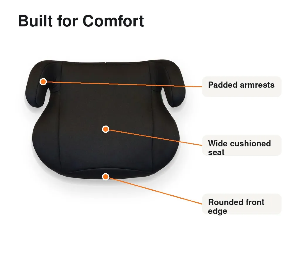 Backless Booster Seat for Car, Big Kids 49-59 in Tall, Lightweight Portable Belt-Positioning Booster Cushion, Ages 7-12, Black