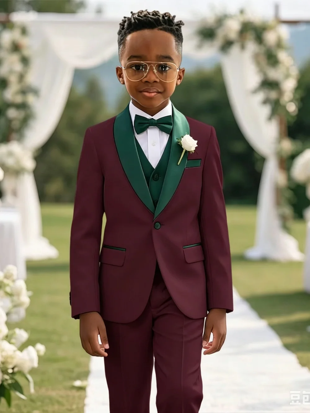 Multi-colors Boys Stylish Suit Set 3 Pieces For Birthday Party Elegant Handsome Shawl Lapel Tuxedo Wedding Guest Clothes 2-20T