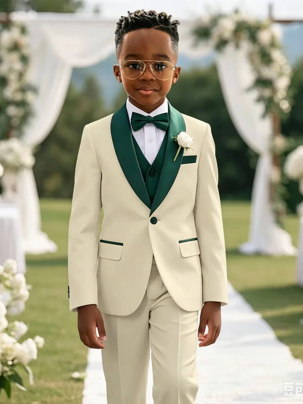 Multi-colors Boys Stylish Suit Set 3 Pieces For Birthday Party Elegant Handsome Shawl Lapel Tuxedo Wedding Guest Clothes 2-20T