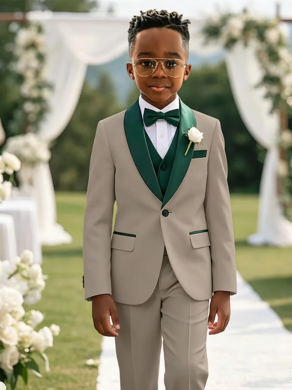 Multi-colors Boys Stylish Suit Set 3 Pieces For Birthday Party Elegant Handsome Shawl Lapel Tuxedo Wedding Guest Clothes 2-20T