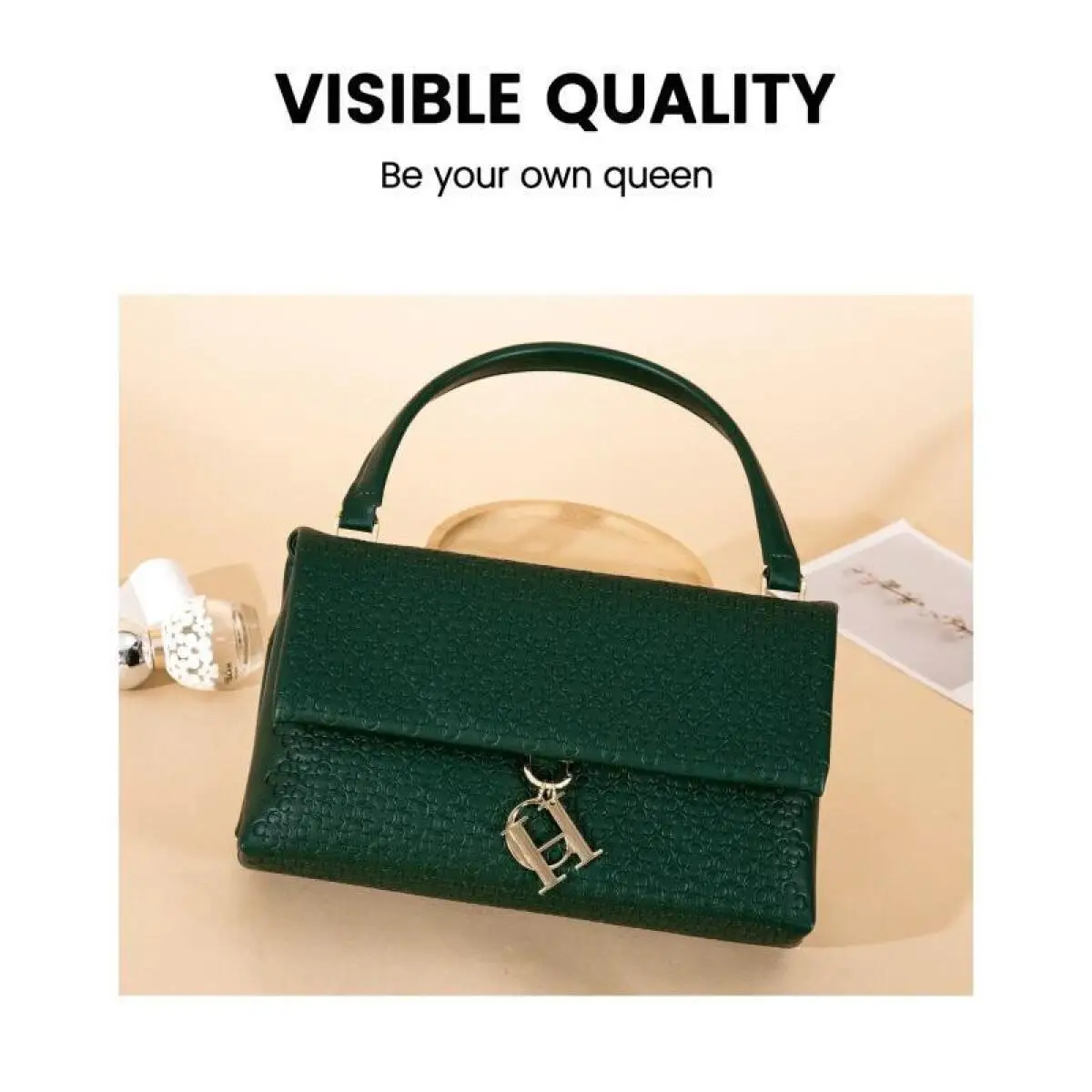 CH Handbag For Women Luxury Designer Shoulder Bag Fashion Embossed Leather Top Handle Bag Elegant Clutch Bag For Daily Use