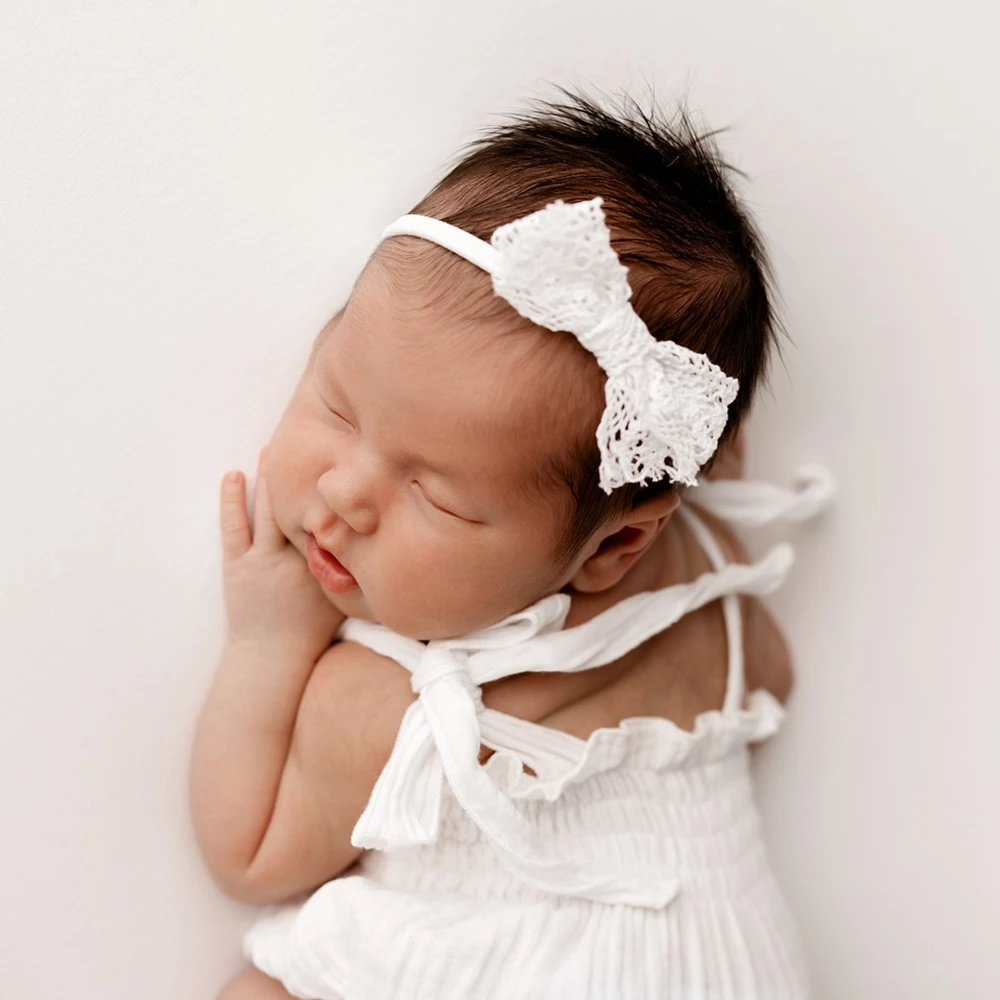 Soft Newborn Photography Props White Muslin Ruffle Romper Baby Photo Shoot Outfit Infant Sleeveless Tie Strap Costume