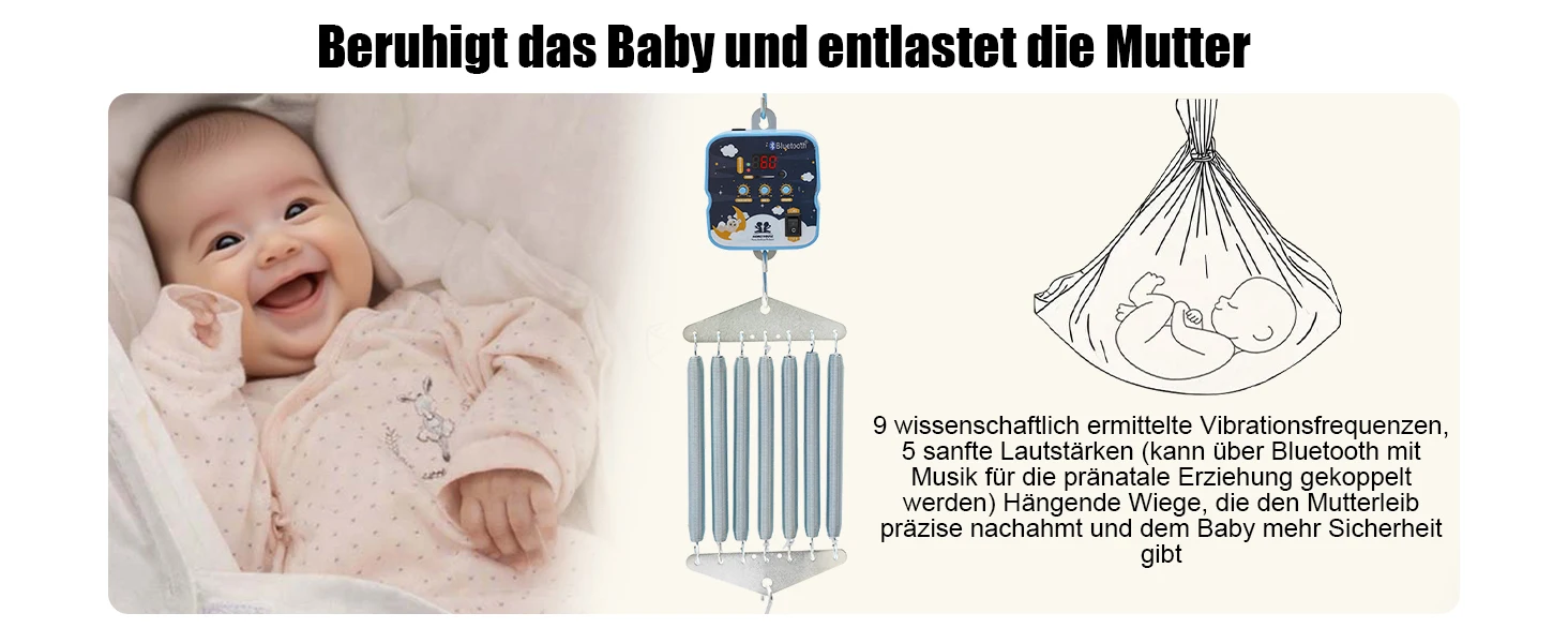 Hanging 7-Spring Electric Baby Swing Control Baby Hammock 9Speeds 6Timer Electric Spring Cradle Baby Load Capacity 19 kg