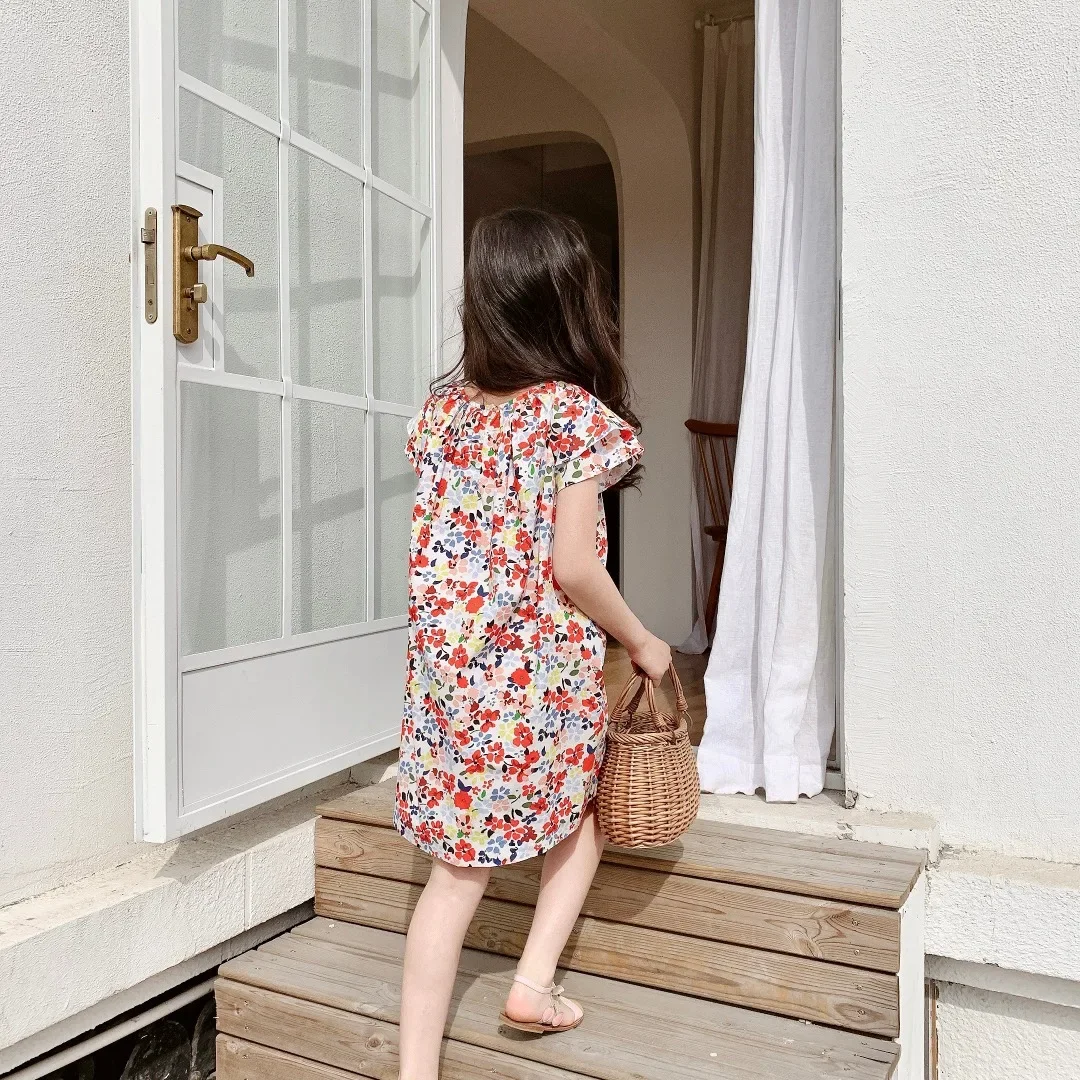Children's Clothing 2026 Summer New Arrivals: Fashionable and Cute Printed Princess Dresses for Girls—100% Cotton Sweet Long