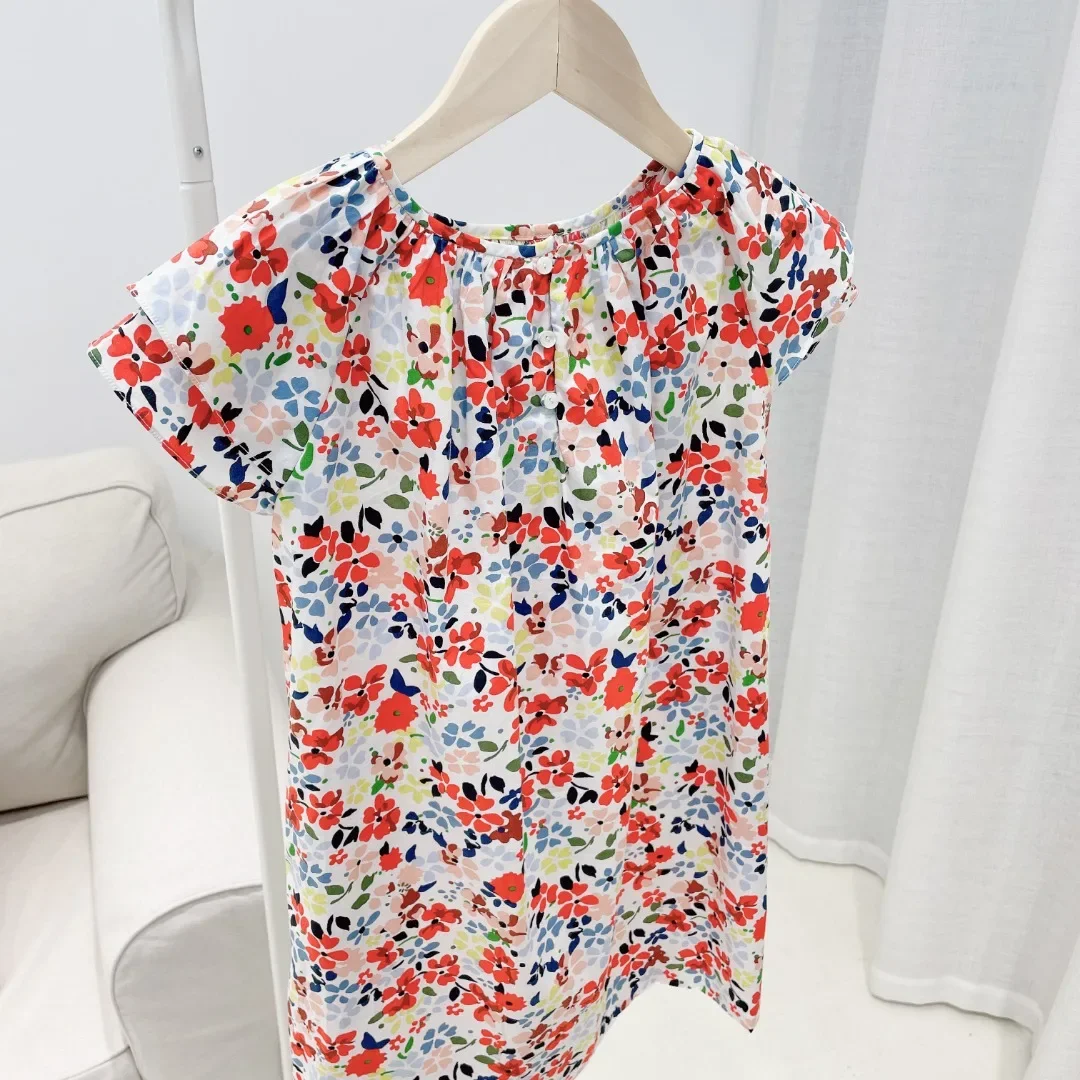 Children's Clothing 2026 Summer New Arrivals: Fashionable and Cute Printed Princess Dresses for Girls—100% Cotton Sweet Long