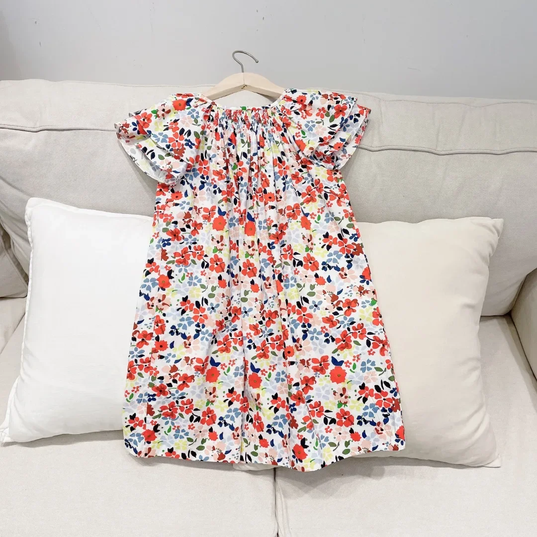 Children's Clothing 2026 Summer New Arrivals: Fashionable and Cute Printed Princess Dresses for Girls—100% Cotton Sweet Long