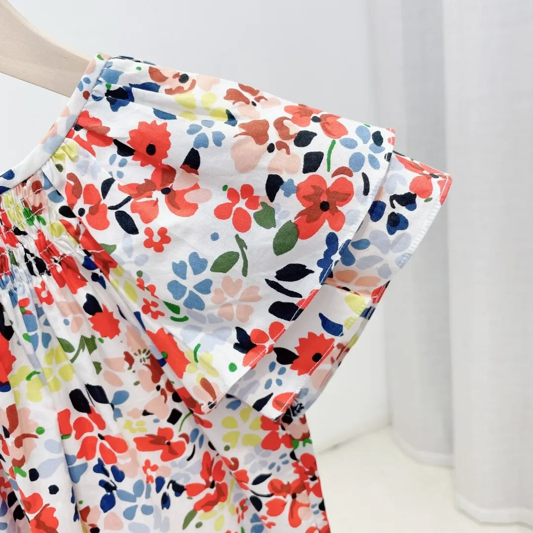 Children's Clothing 2026 Summer New Arrivals: Fashionable and Cute Printed Princess Dresses for Girls—100% Cotton Sweet Long