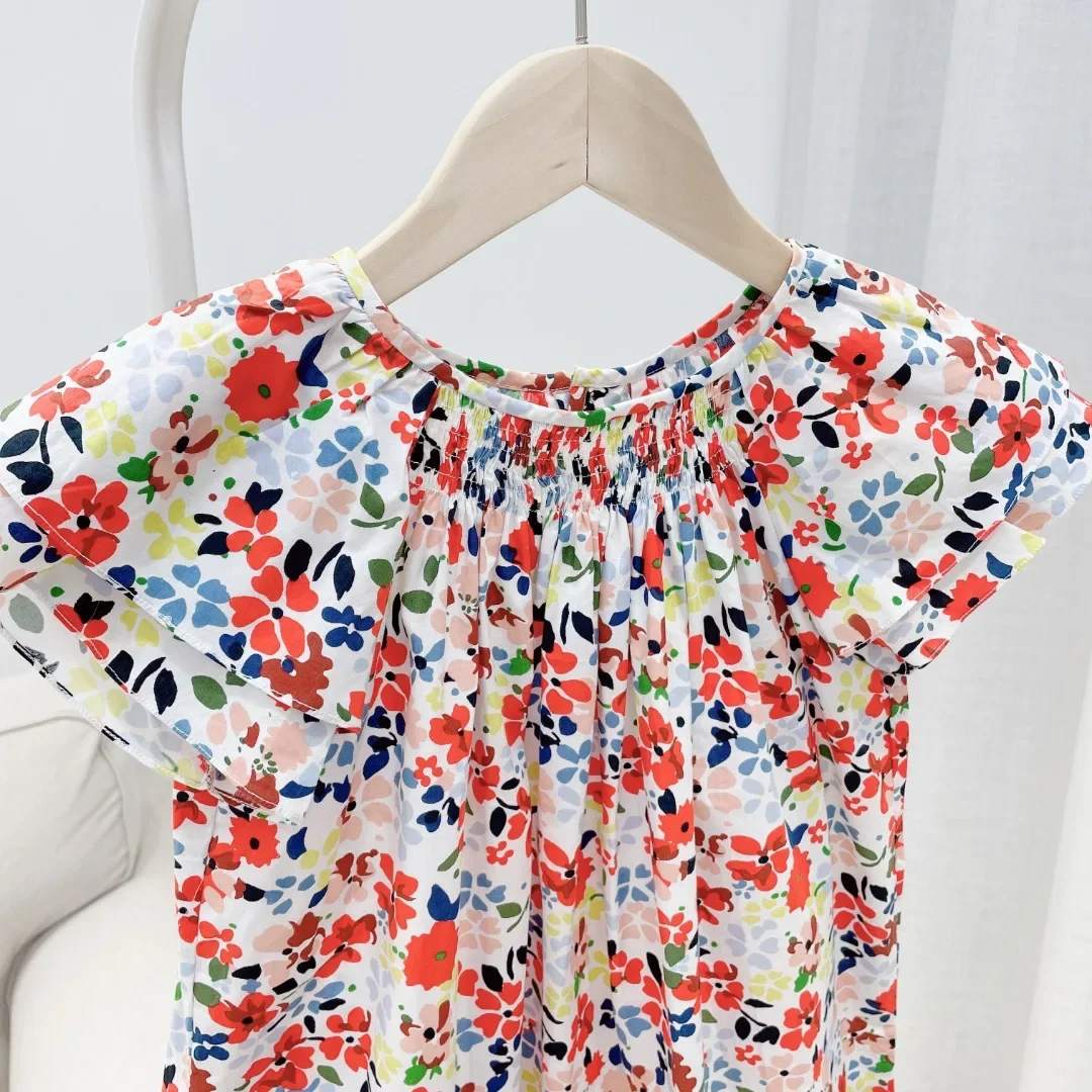 Children's Clothing 2026 Summer New Arrivals: Fashionable and Cute Printed Princess Dresses for Girls—100% Cotton Sweet Long