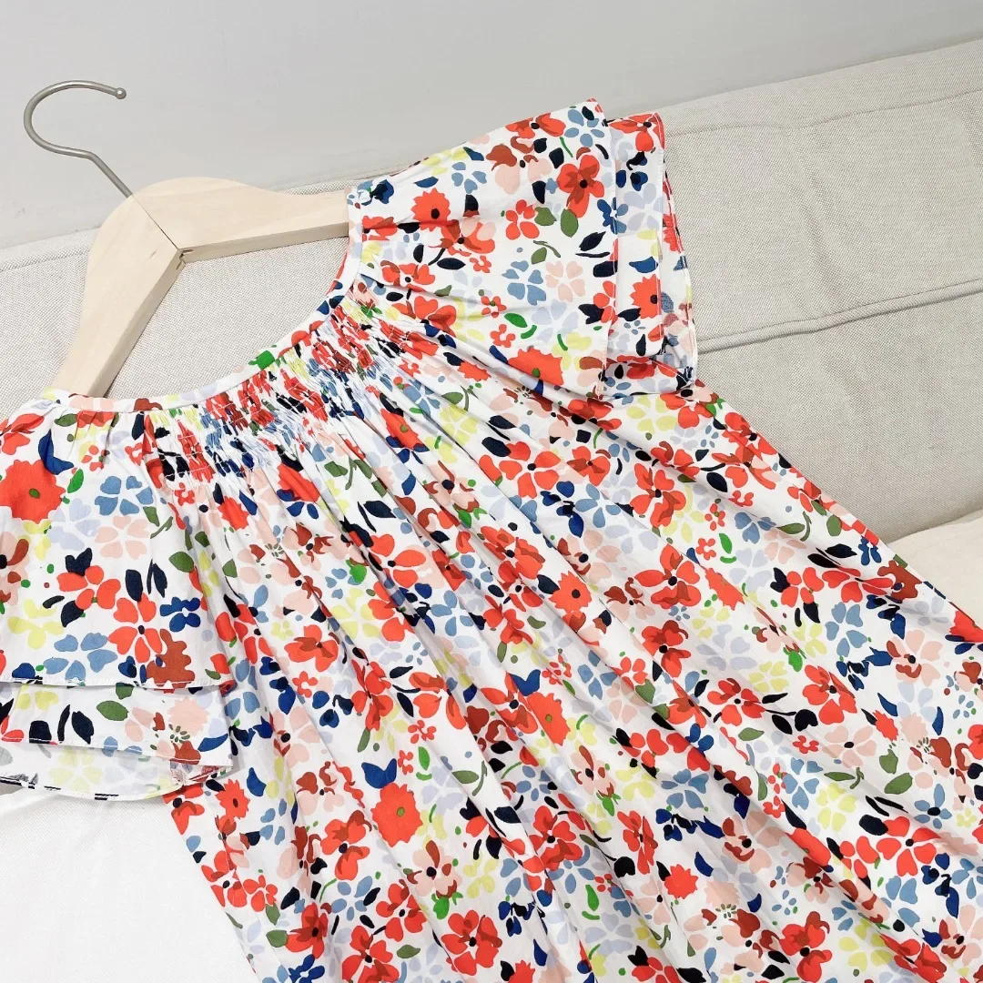 Children's Clothing 2026 Summer New Arrivals: Fashionable and Cute Printed Princess Dresses for Girls—100% Cotton Sweet Long