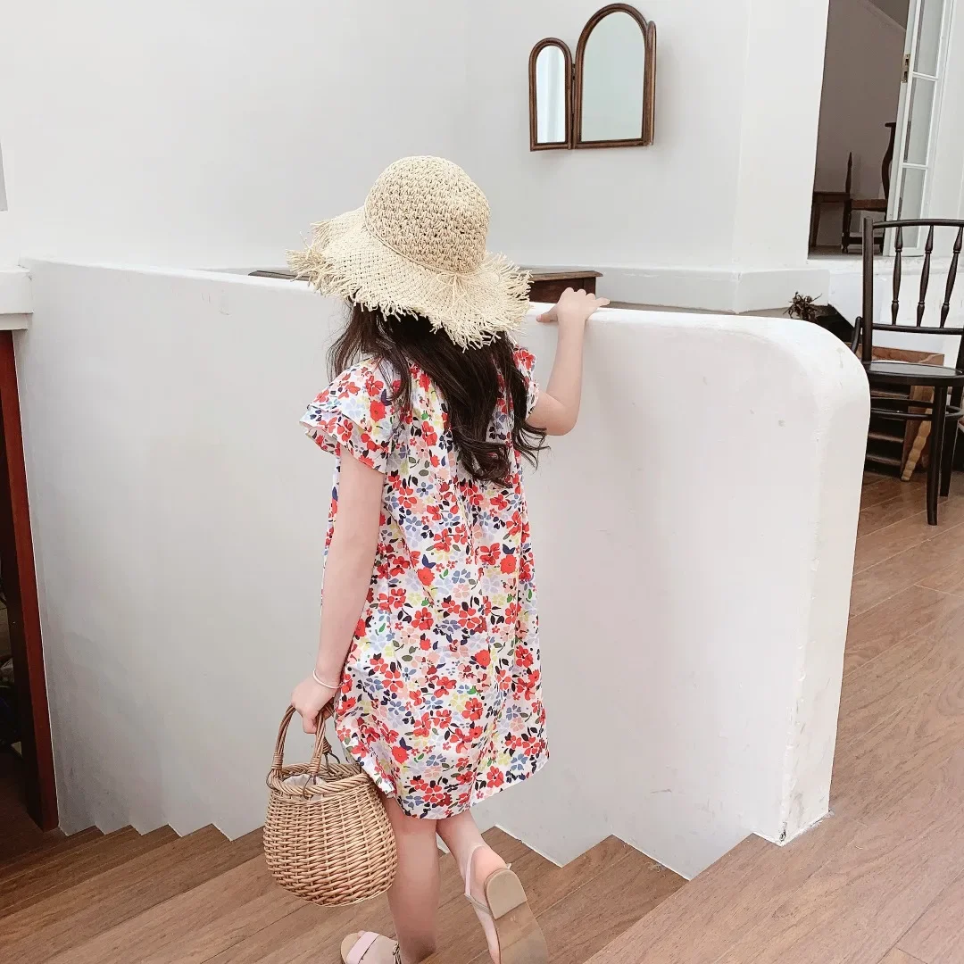 Children's Clothing 2026 Summer New Arrivals: Fashionable and Cute Printed Princess Dresses for Girls—100% Cotton Sweet Long