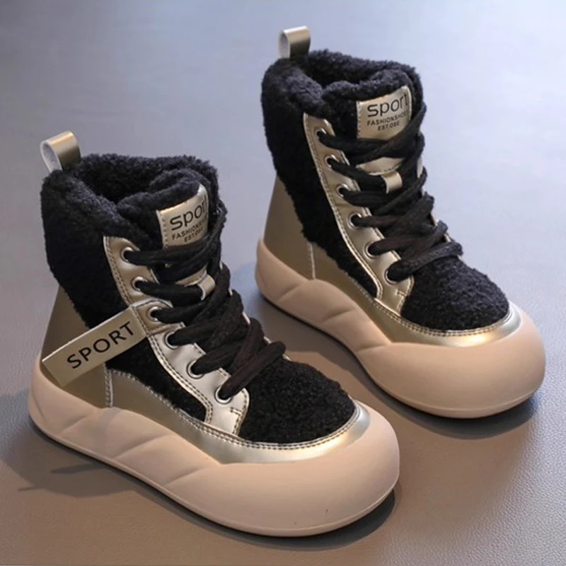 Kids Warm Fleece Lining Boots for Boys Girls 2025 New Winter Kids Hiking Boots Non-slip Versatile Chic Kids School Snow Boots