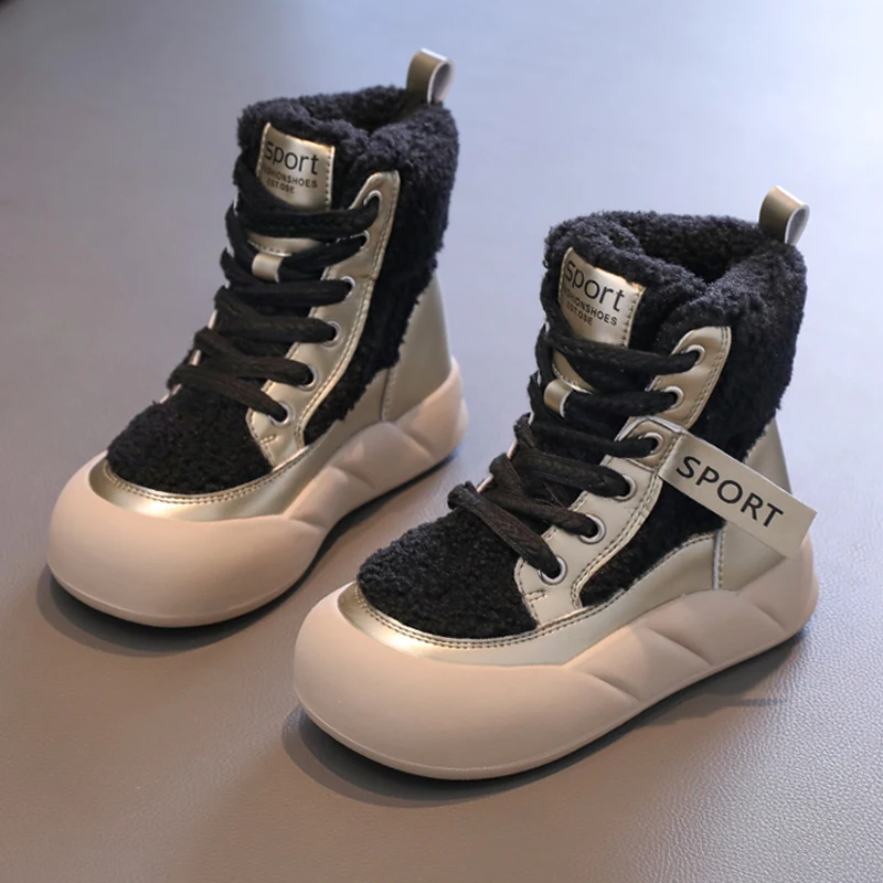 Kids Warm Fleece Lining Boots for Boys Girls 2025 New Winter Kids Hiking Boots Non-slip Versatile Chic Kids School Snow Boots