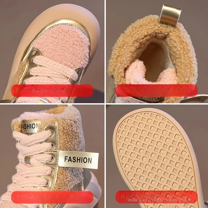 Kids Warm Fleece Lining Boots for Boys Girls 2025 New Winter Kids Hiking Boots Non-slip Versatile Chic Kids School Snow Boots