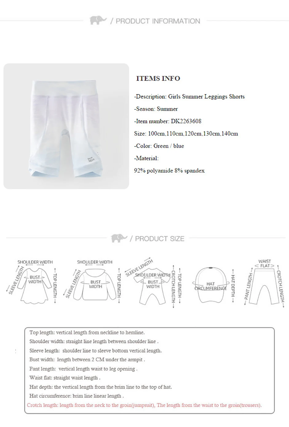 Dave Bella Girls Slim Shorts Leggings Children Summer Pencil Pants Fashion Elastic Waist Sports Breathable Trousers DK2263608