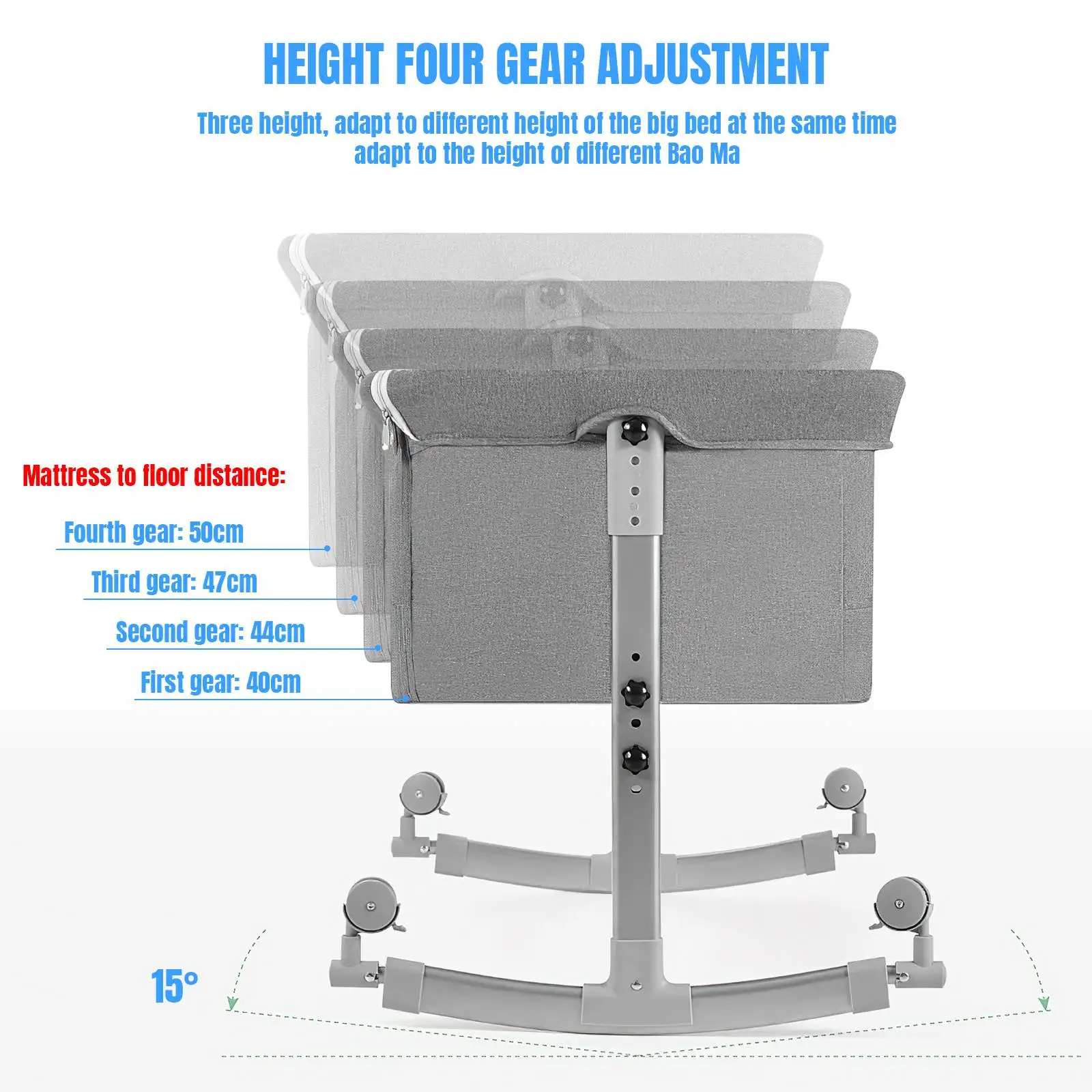 Baby Crib 3 in 1 Baby bed Portable Foldable Adjustable Height Silent Wheels Shaker Bassinet With Mosquito Net for Newborn