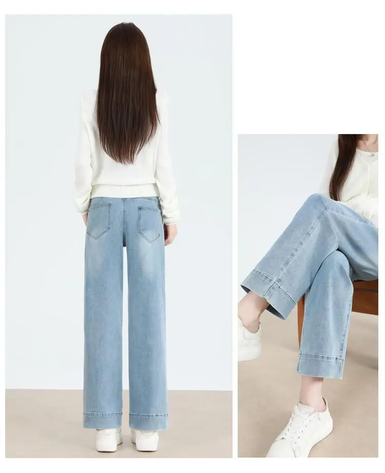 Maternity Straight-Leg Jeans Maternity Fashion Jeans: Spring/Fall Adjustable-Waist Wide-Leg Pants, Maternity Loose-Fit Pants