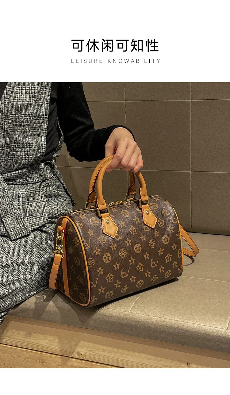 Classic design PU leather crossbody bag, fashionable women's zipper shoulder bag, luxurious printed pattern handbag
