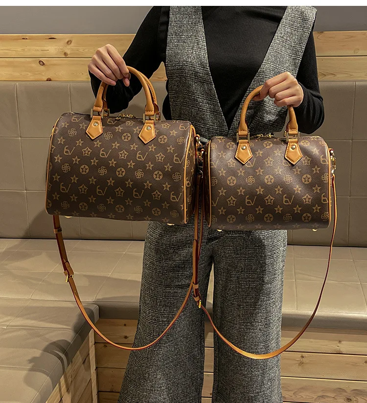 Classic design PU leather crossbody bag, fashionable women's zipper shoulder bag, luxurious printed pattern handbag