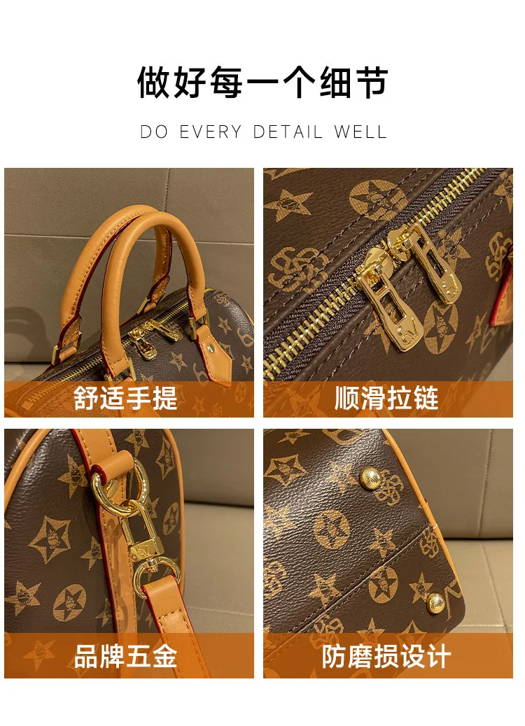 Classic design PU leather crossbody bag, fashionable women's zipper shoulder bag, luxurious printed pattern handbag