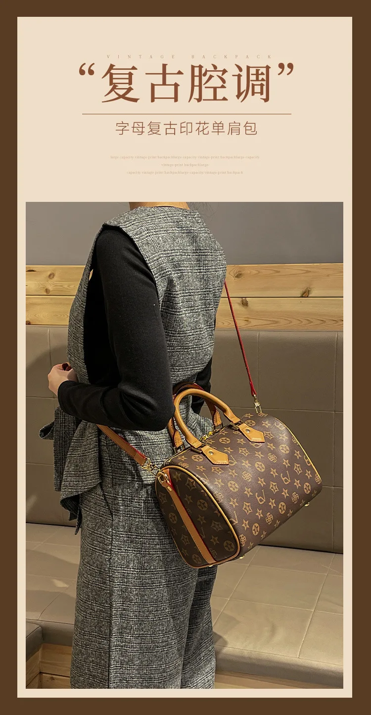 Classic design PU leather crossbody bag, fashionable women's zipper shoulder bag, luxurious printed pattern handbag