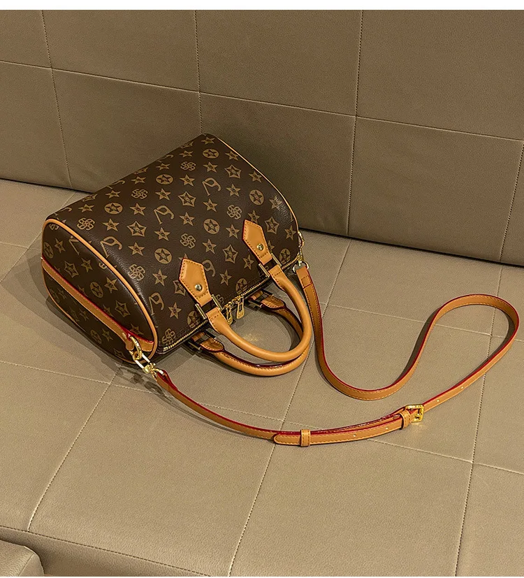 Classic design PU leather crossbody bag, fashionable women's zipper shoulder bag, luxurious printed pattern handbag