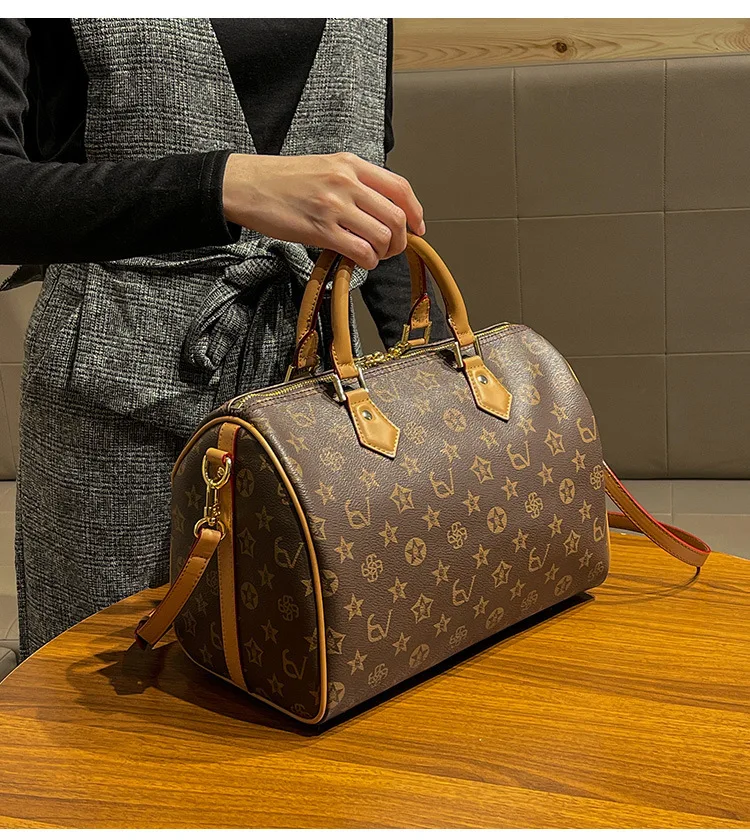 Classic design PU leather crossbody bag, fashionable women's zipper shoulder bag, luxurious printed pattern handbag