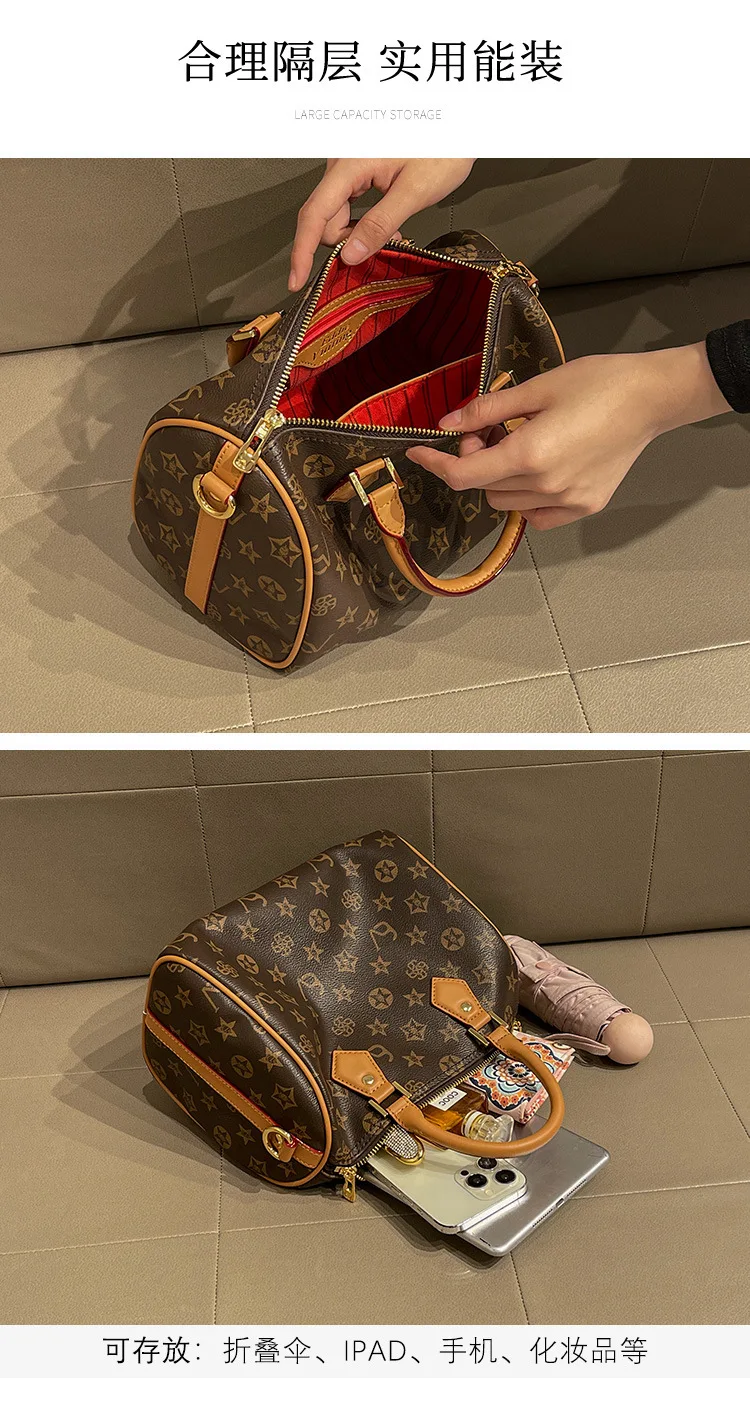 Classic design PU leather crossbody bag, fashionable women's zipper shoulder bag, luxurious printed pattern handbag