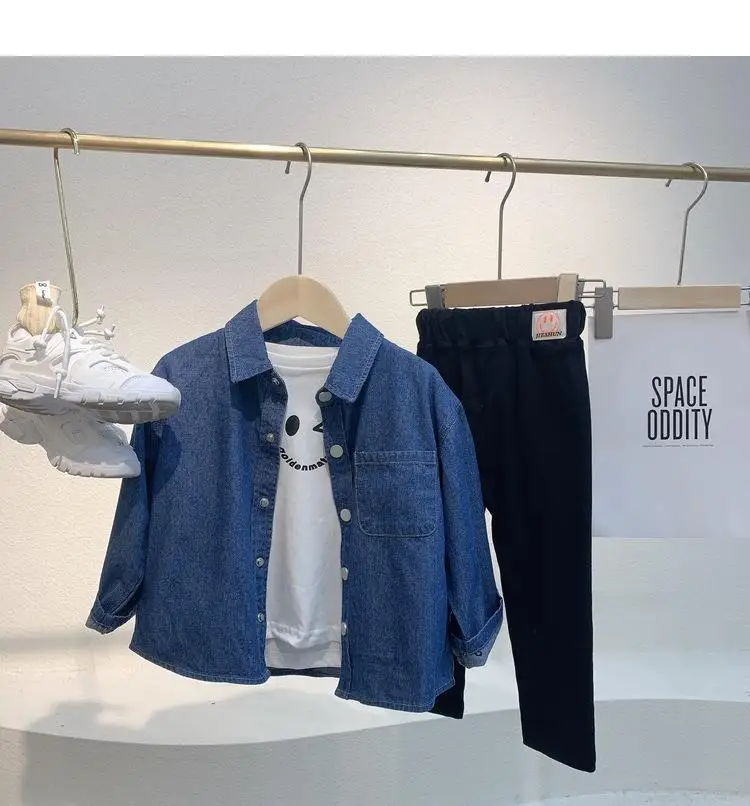 2026 new spring autumn summer Girls Kids Boys Denim shirt comfortable cute baby Clothes Children Clothing